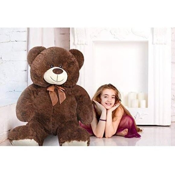 🆕 Teddy Bear Plush Giant Stuffed Animal Love Chocolate Plastic Eyes Adorable - Picture 6 of 10